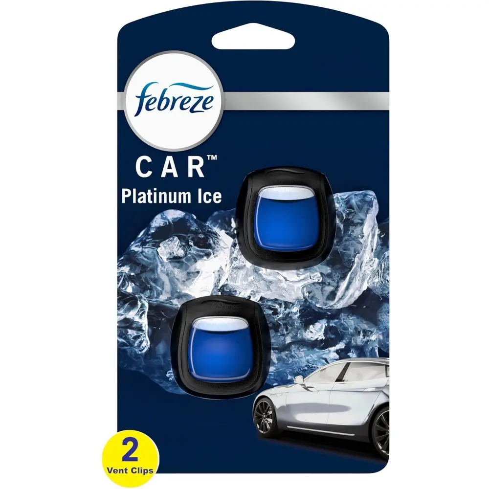 Car Air Freshener Vent Clips, Platinum Ice & Italian Orange Scents, 0.07 oz., 2 Count, Enhances Freshness, Fights Odors, Enhances Car Freshness