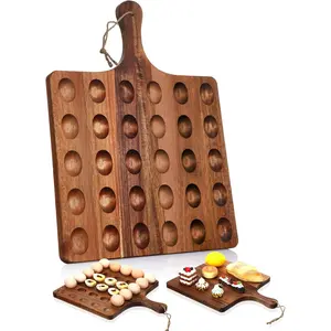 Reversible Wooden Deviled Egg Platter Deviled Egg Tray Charcuterie Board Cutting Board Cheese Serving Tray for Home Kitchen(13 x 17 Inch, 30 Holes)