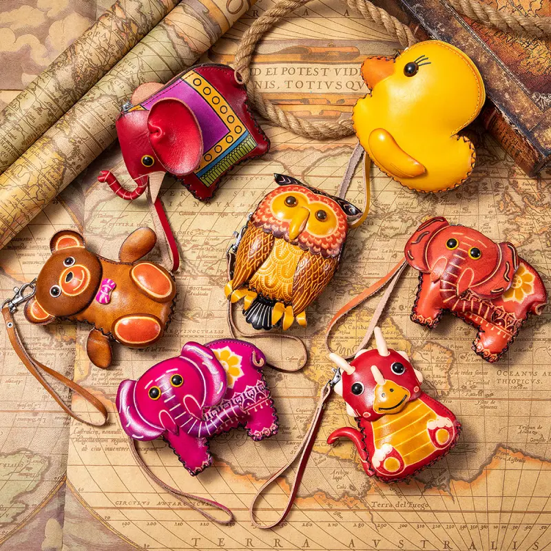Creative Handmade Coin Purse PU Wrist Bag Key Bag Coin Bag Zodiac Animal Storage Bag