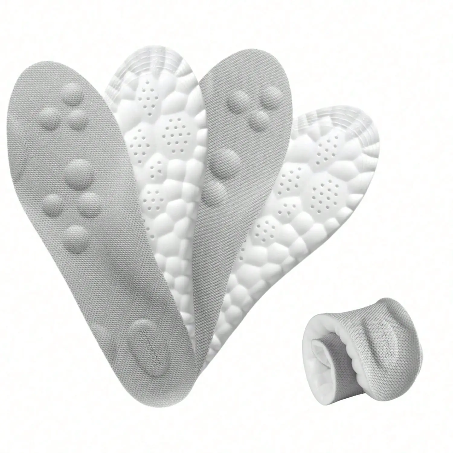 4D Ultra Comfort Insoles - Anti-Fatigue, Shock Absorption, Foot Pain Relief - Women's Step - U-Shaped Memory Foam Insoles (Gray)
