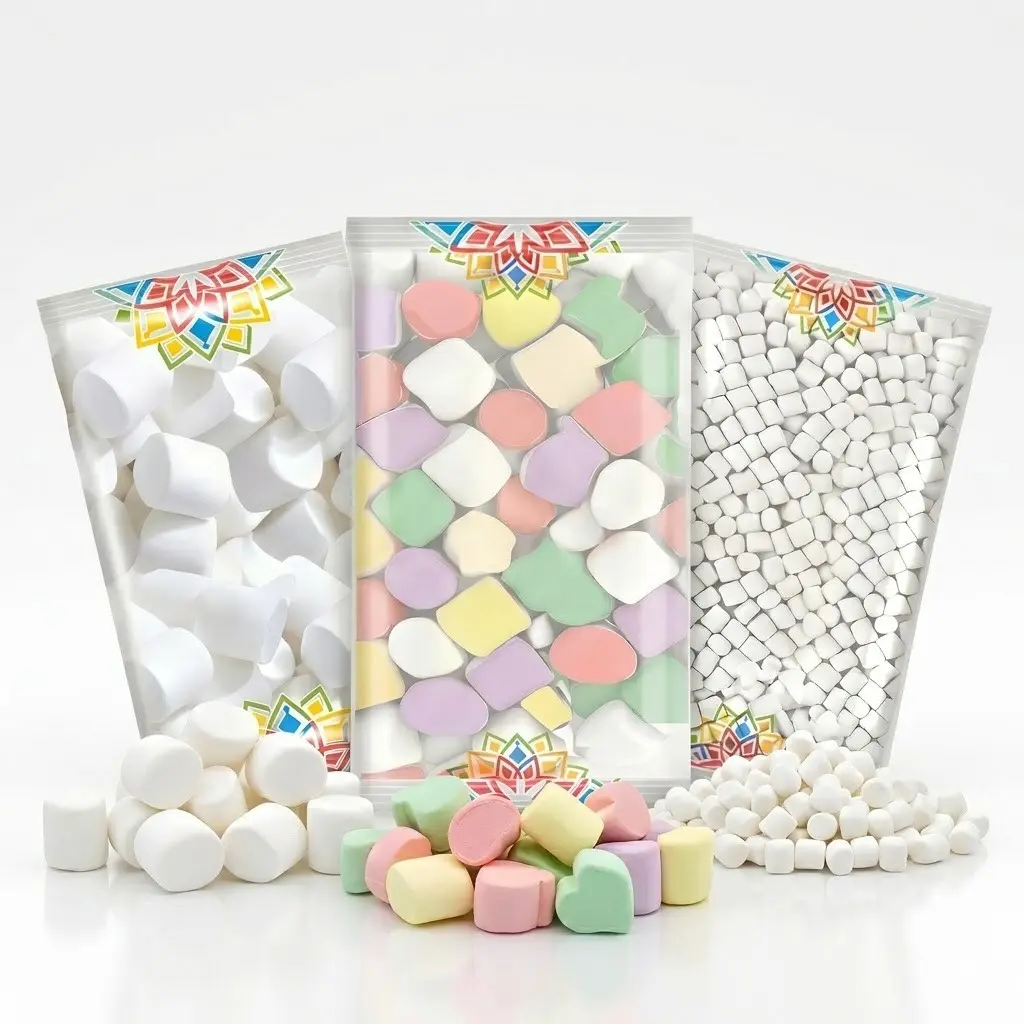 Eastern Feast Halal Marshmallows Variety Bundle 7oz (200g) | Classic Large, Mini Bite-Sized & Colored Assorted | Fluffy Halal Certified Pork Free Gelatin Free Candy | All 3 Varieties