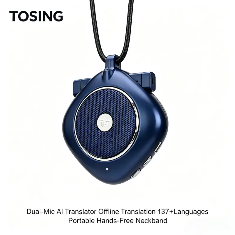 TOSING T1-Blue Portable Dual-Mic AI Translation Pen - Mini Digital Product, Wireless, 137+ Languages, Built-In Batteries, Cell-Phone Compatible, Pocket-Sized E-Dictionary, Accurate Voice Capture, Free AI Access, International Trade Tool