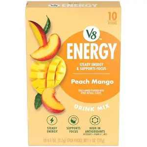 V8 Energy Peach Mango Energy Drink Powder, .10 oz Packet (10 Count)