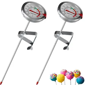 CRAFT911 Candy Thermometer with Pot Clip - Deep Fry Oil Thermometer for Frying - Cooking Thermometer for Frying Oil Candle Making Hot Oil Deep Fryer Thermometer 8" Side of Pot Thermometer - 2 Pack