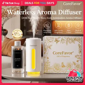CoreFavor Waterless Essential Oil Diffuser with 120ml Oil, Wall-Mountable & Rechargeable, Portable Battery-Operated Cold Air Aroma Scent Machine, 6 Mist Modes with 5 Color LED Lights, Quiet Diffuser for Bedroom, Office, Bathroom&Car