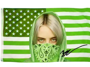 Billieee Pop Star Singer Green USA Flag - Concert American Flag Tiktok Meme Music Gift For Fans