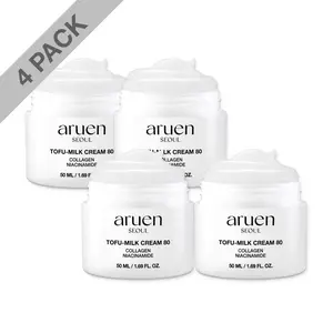 [Aruen Official] 4-Pack Tofu Collagen Jelly Cream - 80% Fermented Soy Milk + Niacinamide - Korean Skin Tightening, Daily Facial Moisturizer Face Body Moisturizer, Deep Moisturizing Day