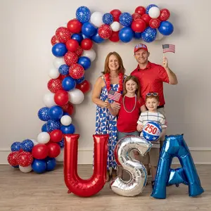 Patriotic 250th Anniversary Latex & Mylar USA Balloons Decorating Kit - 11" – 30", 103 Pcs