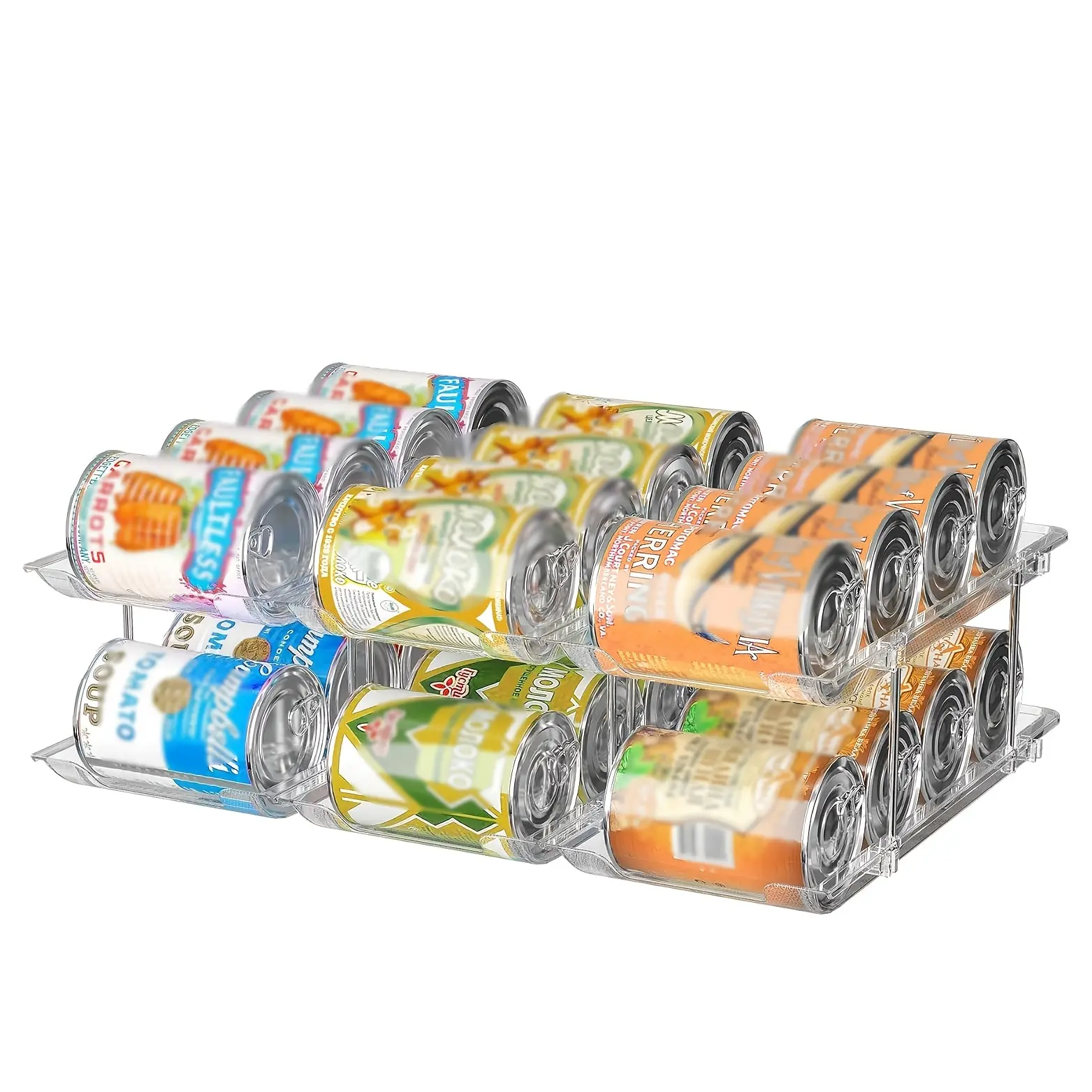 Can Organizer For Pantry, Stacking Can Storage Organizer Pantry, Automatic Rolling Can Rack For Fridge, 3Tire Columns Can Holder, Canned Goods Organizer For Refrigerator Kitchen Clear, Soup Cans Storage