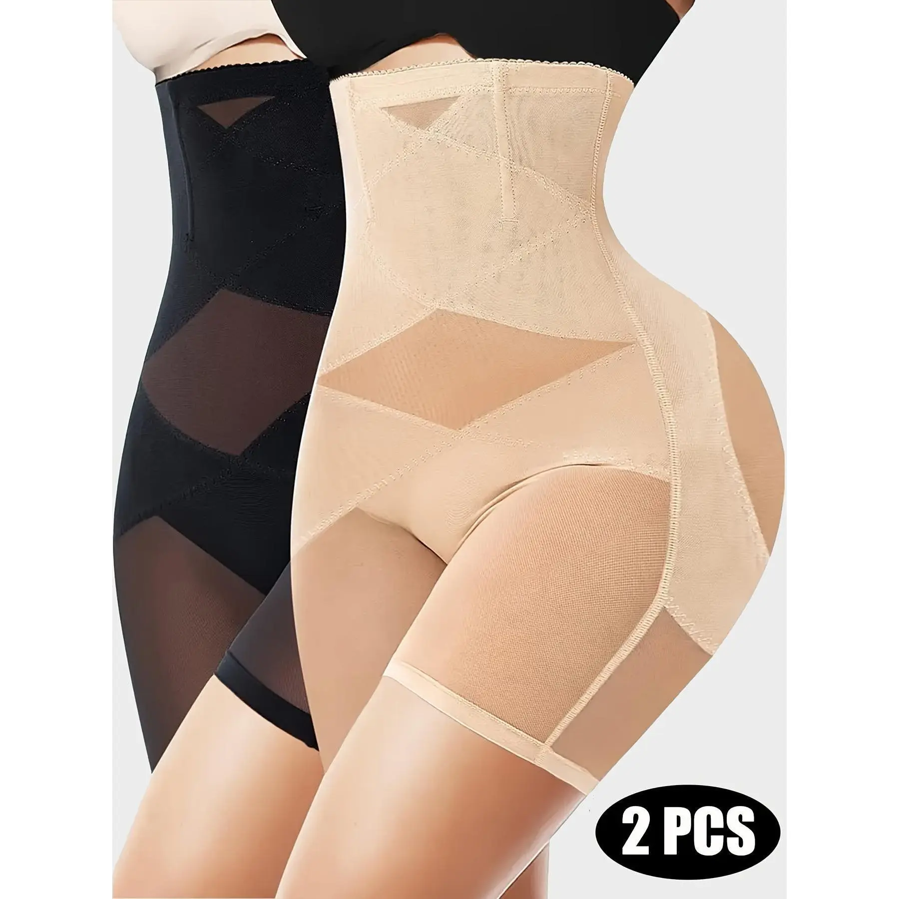 Women's 1/2/3PCS Basic Casual Seamless Cut Body Shapers, High-Waisted Tummy Control Compression Underwear, Butt Lifting Thigh Slimmer Shorts for Females, Solid Plain, Standard Sizes, Minimalist
