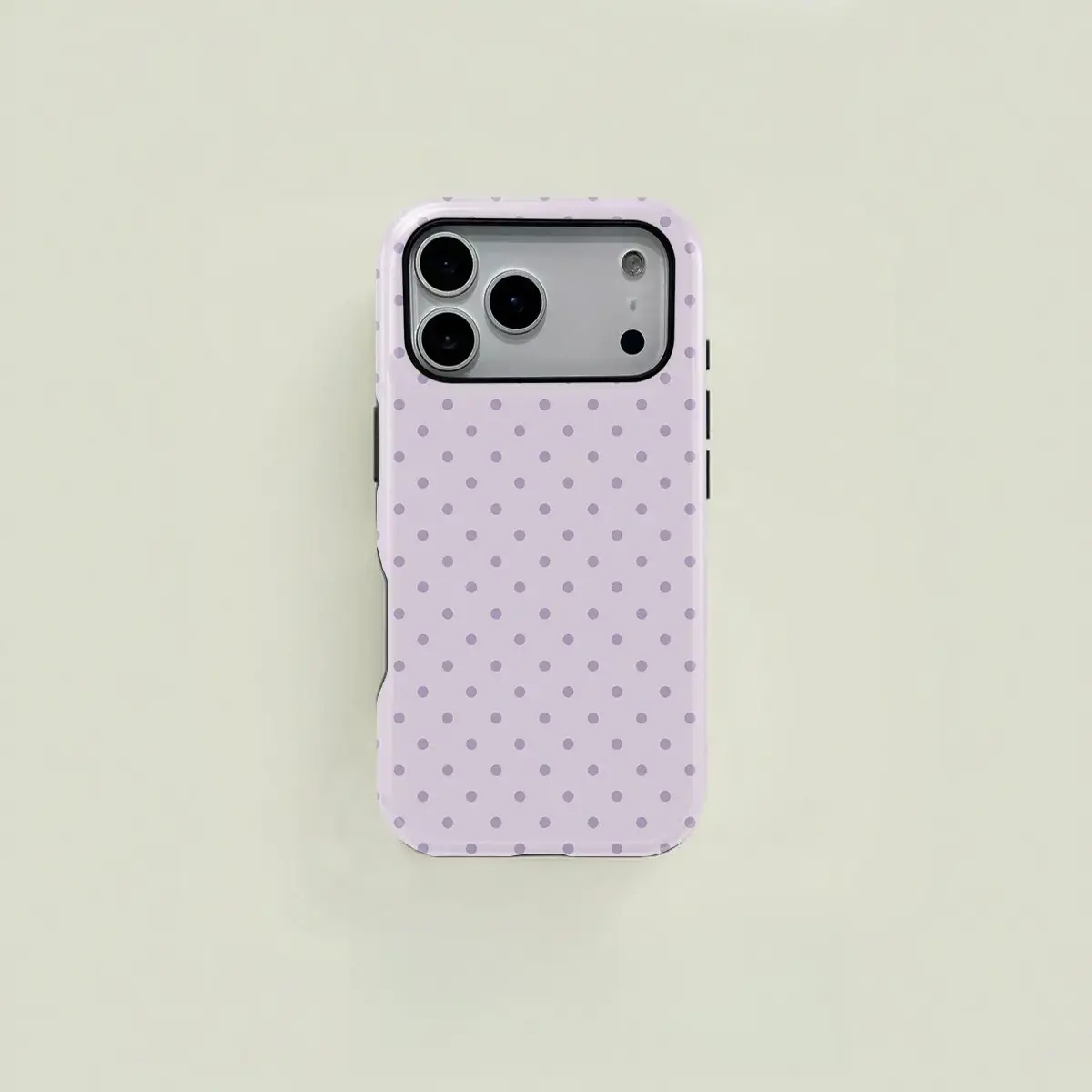 Light Lavender Purple Polka Dot 2‑in‑1 Phone Case — Compatible with Samsung S26/S25/S24/S23/S22/S21, iPhone 17/16/15/14/13/12/11 phone cases. Drop‑Resistant, Non‑Slip, and Fade‑Resistant. The Perfect Gift for Soft and Minimalist Style Lovers.
