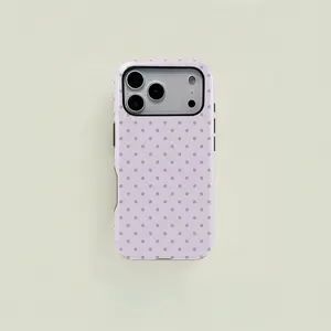 Light Lavender Purple Polka Dot 2‑in‑1 Phone Case — Compatible with Samsung S26/S25/S24/S23/S22/S21, iPhone 17/16/15/14/13/12/11 phone cases. Drop‑Resistant, Non‑Slip, and Fade‑Resistant. The Perfect Gift for Soft and Minimalist Style Lovers.