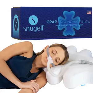 Snugell CPAP Pillow for Side Sleeping – Memory Foam with Clover-Shaped Design – Adjustable Heights (4 Options) – Provides and Promotes Proper Head & Spine Alignment for CPAP Mask Users