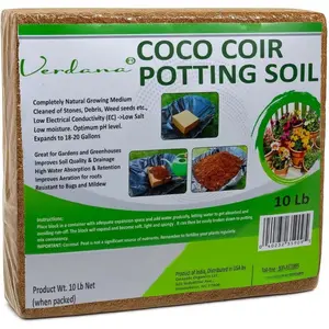 Coco Coir Potting Soil Brick - 10 Lb - Peat Moss Alternative for Potting Mix, Raised Bed Soil,  Gardening & Seed Starting - Compressed Coconut Fiber Block Expands to 18 Gallons