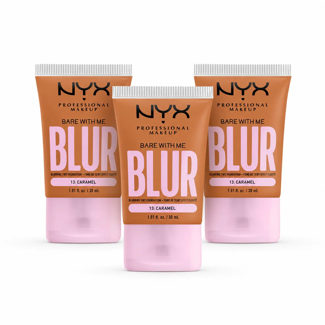 NYX BARE WITH ME 3pk ( 13:Caramel) Blurring Tint Foundation ($42 Retail)