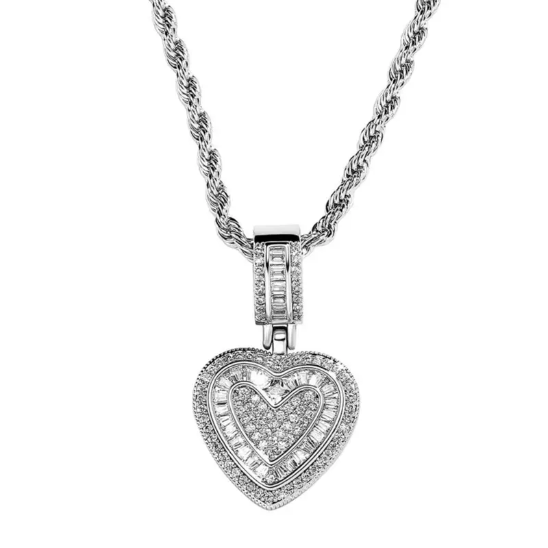 Unisex Heart Necklace with Synthetic Zirconia 3mm Chain Necklace, Elegant Perfect Gift, Unique Surprise Jewelry for All Seasons, High End Necklace, Love Heart Necklace, Heart Shaped Pendant