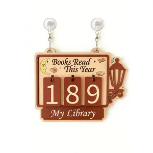 Books Read This Year Counter – Wooden Book Counter Sign with Swappable Number Tiles, Books Read Tracker for Bookshelf Decor & Reading Accessories for Book Lovers