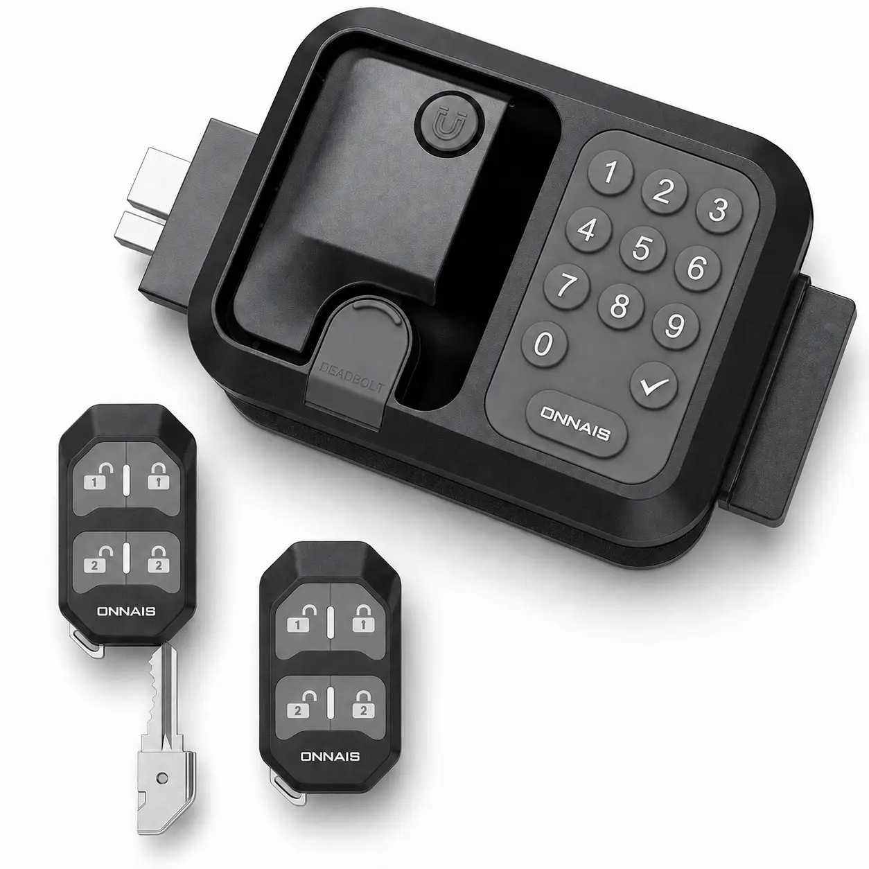 ONNAIS Guard Pro W007B Keyless RV Door Lock with Backlit Keypad, 2 Remote Fobs and Backup Keys, Dual-Door Pairing Capable Full-Metal Replacement Handle for Right-Hinged Travel Trailers, 5th Wheels and Toy Haulers, Door Lock With Code, Digital Electronic L