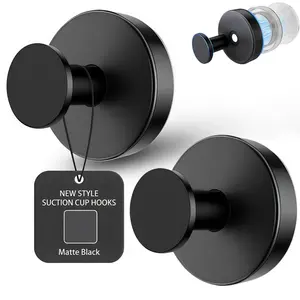4 PCS Heavy Duty Suction Cup Hook, Suitable for Shower, Bathroom, and Kitchen-No-Drill Wall-Mounted Towel Hook, Using Vacuum Technology, Supports 15 lbs on Glass, Mirror, Tile, Smooth Surfaces, Waterproof and Rust-Proof, Matte Black - Bath Towel, Bathrobe