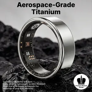 BRILO T07 Modern Round Wearable Fitness Tracker Smart Ring - Aerospace Titanium, 64kb+8kb, IP68 Waterproof, Step Counter, Sleep Insights, Free App, Charging Case Included