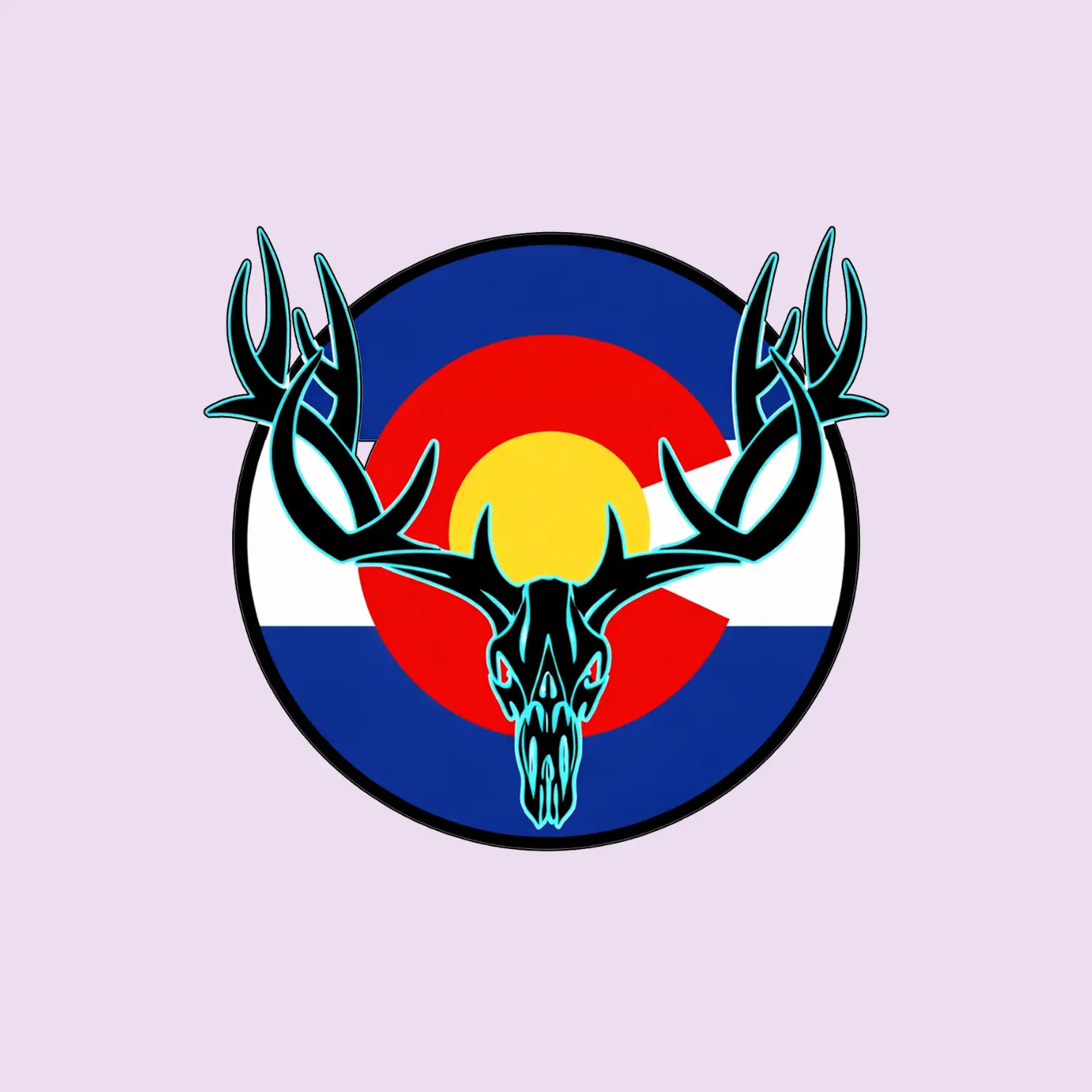 Colorado Deer Skull Sticker, Colorado Flag Antler Decal, Mountain State Vinyl Sticker, Hunting Wildlife Graphic for Laptop, Car