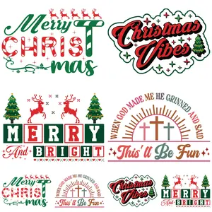 Christmas Theme Hot Transfer Stickers, 4 Large & 4 Small, Washable DIY Fashion Iron-On Patches, Clothes Decorations, Perfect for Sweatshirts