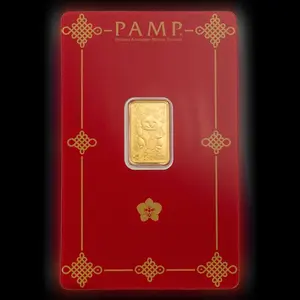 Pamp Suisse Lucky Cat 2.5 Gram Gold Bar - w/ Assay & Sleeve