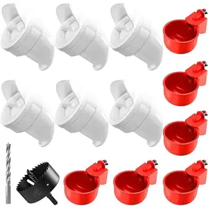 Feeder No Waste Automatic Poultry Feeder Ports, Manual Chicken, 6 Set Chicken Feeders and Waterer Cups, Auto Chicken Feeder Kit