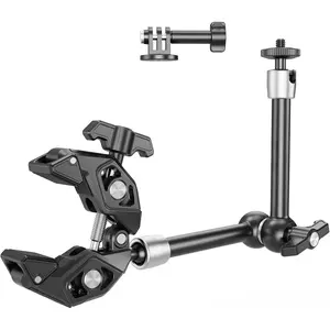 Magic Arm Clamp Kit, Camera Mount Articulating Friction Arm w Super Clamp, w 1/4"-20 Screw and Thread Hole, for Camera, Light, , Webcam or Action Camera 1.5kg, for Table, Tube
