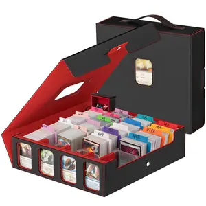 Card Storage Box 3200+ MTG Deck Box with 30 Colorful Divider, 4 Row Commander Trading Card Cases with Portable Handle & Display Windows, Fits for MTG/TCG/Magic Cards, Patented Design