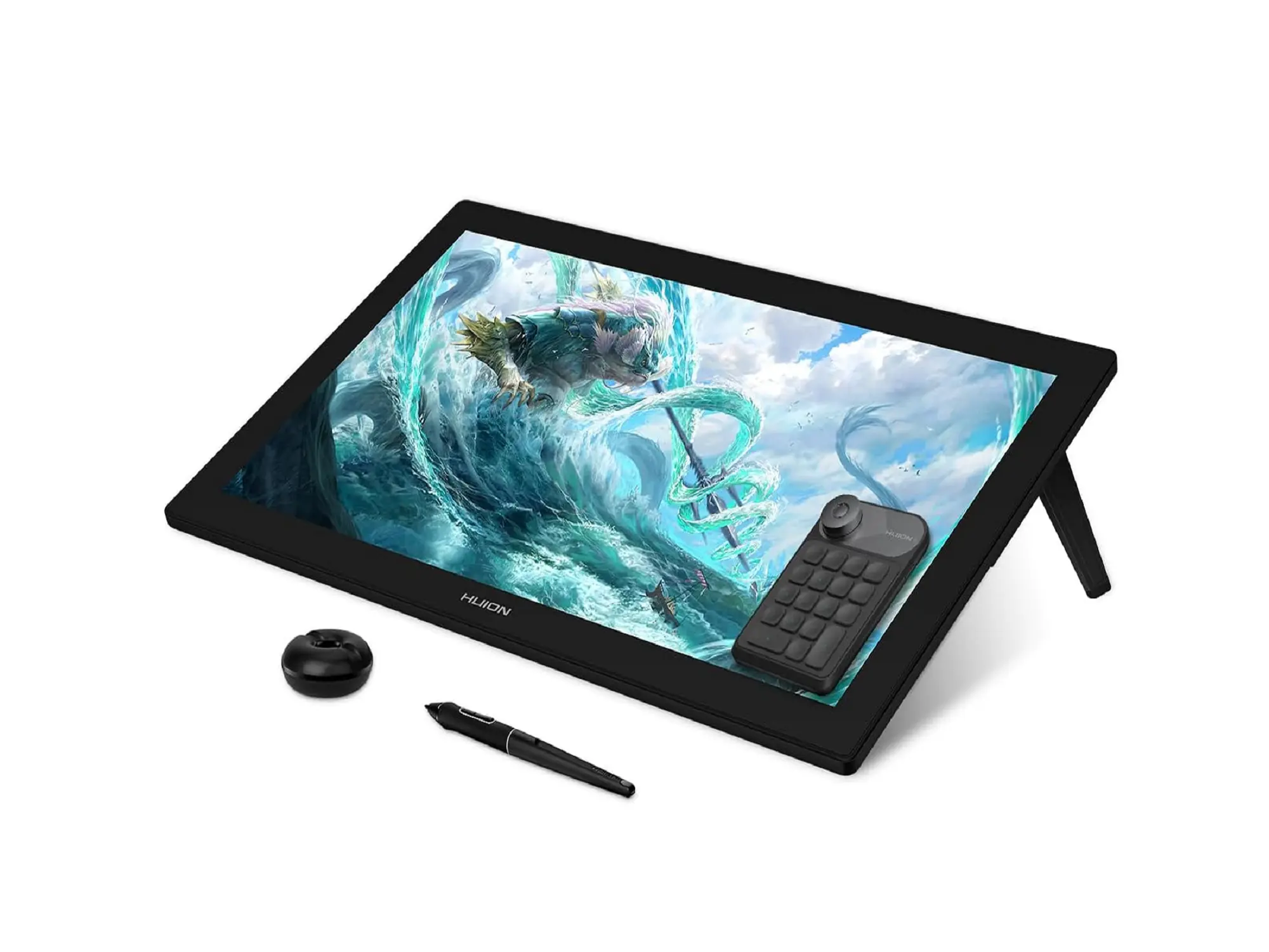 HUION Kamvas Pro 24 4K UHD Graphics Drawing Tablet with Full-Laminated Anti-Glare Screen 140% sRGB 8192 Pen Pressure Wireless Express Key 23.8 Inch Black