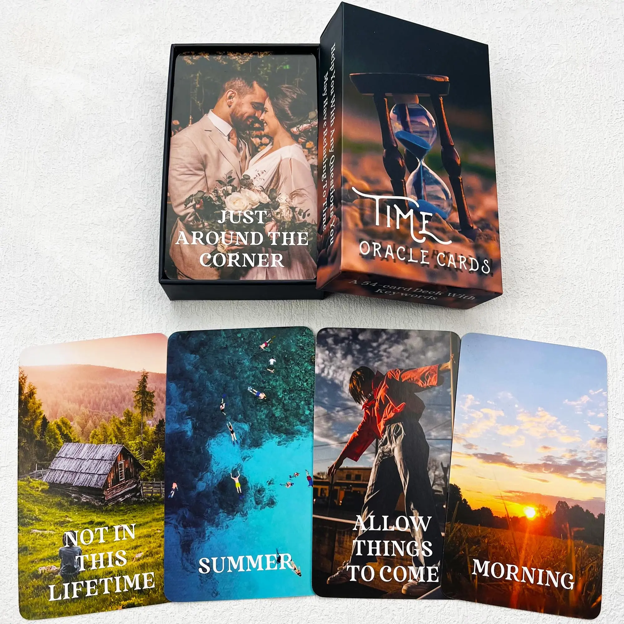 Sacred Time Oracle Cards Set, New 54 Spiritual Guidance & Inspiration Cards Deck for Meditation, Journaling, Divination, Perspective, Answer Your Timing Questions, Illustrations, Artwork, Mindfulness Tool, Life Events