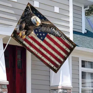 American Pledge of Allegiance & Bald Eagle Flag 3x5 FT - Patriotic US Banner with Full Pledge Text & Eagle, Premium Durable Polyester, Reinforced Metal Eyelets, Perfect for Veterans Day, 4th of July, Yard & Home Decor, Easy to Hang!