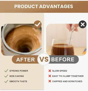 Electric Coffee Mug With Temperature Sensing, Magnetic Auto-Stirring, Portable Electric Coffee/Milkshake Shaker Cup For Protein Powder, Available In Black And White