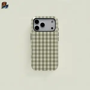 Vintage Plaid Texture Print Phone Case Cover, Durable Shockproof Two-In-One Protection, Fits iPhone 17 16 15 14 13 12 Pro, Samsung Galaxy S25 S24 S23 S22 Ultra Series, Accessories, Casing