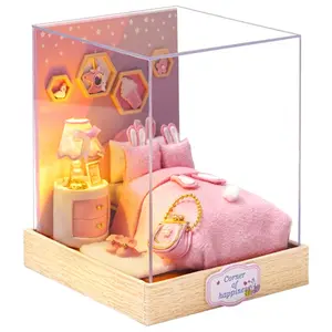 DIY Mini House Toy Kit, Creative Craft Set for Teens & Adults, Wooden Model Room Decor, Perfect Gift for Holidays, Requires Tools & Batteries