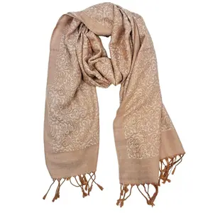 Rose Gold Paisley Pashmina Cashmere Scarf with Elegant Tassels Soft Texture for Subtle Elegance Versatile for Various Events