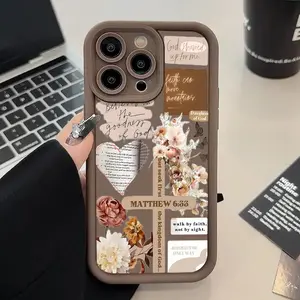 1pc Cross Text Collage Pattern Collage Design Mobile Phone Case Case for iPhone 17 Air 16 15 14 Pro Max 13 12 11 XR XS Plus Shockproof Full Camera Protection Durable slim Silicone Cover Smartphone Cellphone