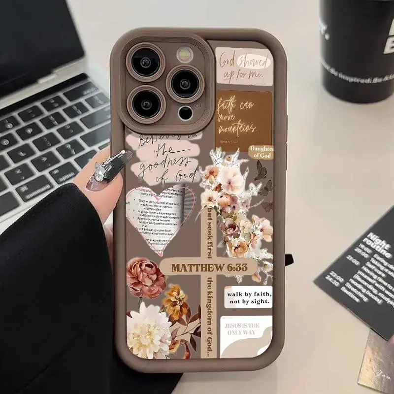 1pc Cross Text Collage Pattern Silicone Mobile Phone Case for iPhone 17 Air,16,15,14 Pro Max,13,12,11,XR,XS Plus - Shockproof, Full Camera Protection, Durable Slim Cover for Smartphone, Handheld Devices (Electronics Accessories, Casing), Protective