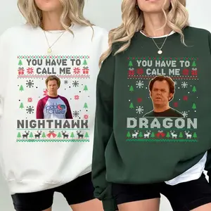 Step Brothers Couple Christmas Sweatshirt, You Have To Call Me Dragon Ugly Christmas Sweatshirt, Call Me Nighthawk Couple Matching, Step Brothers Movie Quote Ugly Sweater Set, Funny Comedy Film Christmas Pullover, Unisex Gift for Step Brothers Fans
