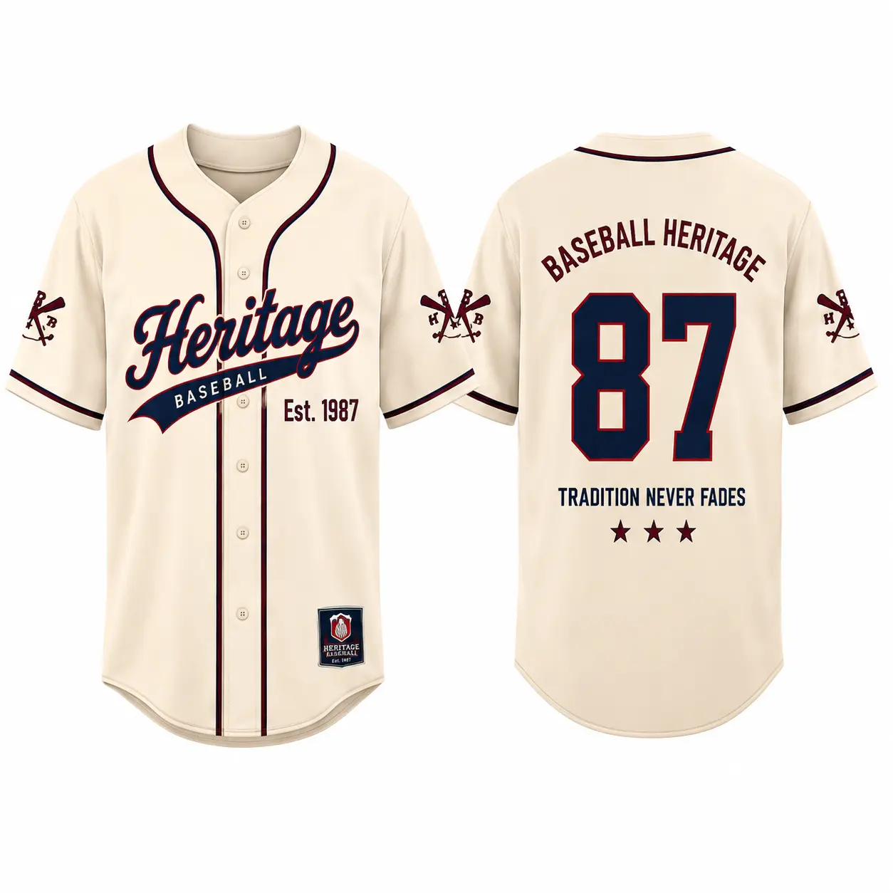 Heritage Diamond Baseball Jersey – Vintage Button-Up Baseball Shirt