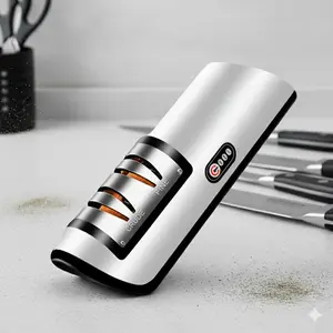 2-Stage Electric Knife Sharpener: Fast Sharpening & Polishing for Kitchen Knives, Scissors, Cleavers. Efficient Repair & Precision Grinding. Durable, High-Power with Non-Slip Base. Ideal for Home Kitchen & Outdoor Camping Tools Maintenance.