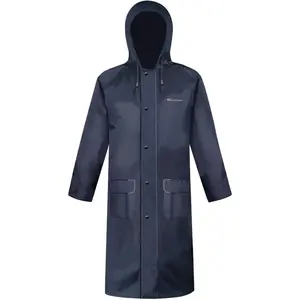 Men's Long Hooded Raincoat - Waterproof Rain Jacket for Work & Outdoor Use