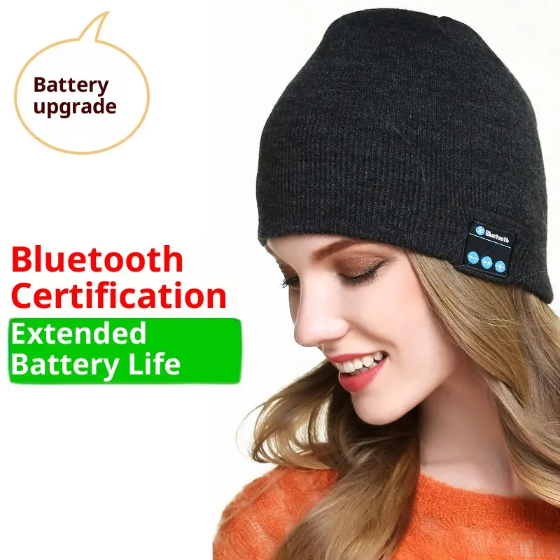 BIGWIG Bluetooth Knit Hat, Wireless Earphone Hat, Music Soft Hat, Built-in Stereo Speaker, Winter Knit Hat, Bluetooth Music Hat, Dual-Ear Stereo, Removable, Washable, Rechargeable, Unisex Gift