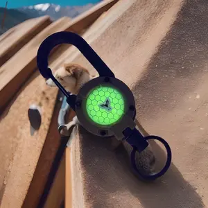 Tactical keychain ID badge holder Reflective glow- Stretch Keychain Steel Wire Rope Anti-theft Easy To Pull Buckle Key Chain Movement Retractable Anti Lost (Desert)