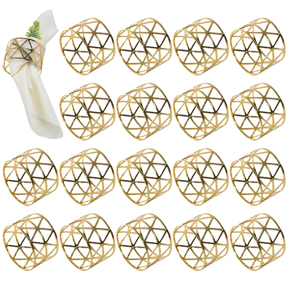 18 Pack Gold Napkin Rings, Sturdy Metal Serviette Holders with a Classic Cutout Design, Reusable for Wedding, Parties & Family Dinners Table Decoration, 4.5Cm, 18Pcs, Birthday, No, Party