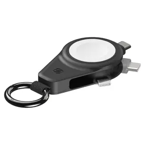 Scosche WatchIt Magnetic Fast Charger Keychain for Apple Watch Certified Compact Flip-Out Connector USB-C Compatible Black Device Chargeable Wearable