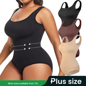 【Plus Size】Bodysuits for Women Tummy Control Body Shaper Sleeveless Square Neck Body Suit Going Out Tank Tops Lady Comfortable Womenswear Underwear Plus Size 1XL-5XL