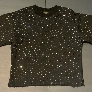 Starry Night Tee - Black Crop T-Shirt with White Polka Dots for Men Casual Wear Menswear Top Streetwear