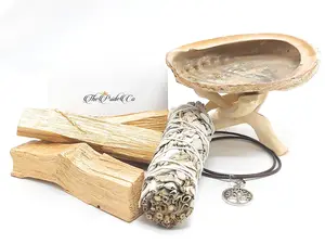 ThePrideCo Smudge 4" White Sage & Palo Santo Sticks Holy Wood Plus Abalone Shell Set Pack Fragrance Scented Aroma Perfume with Free Gift